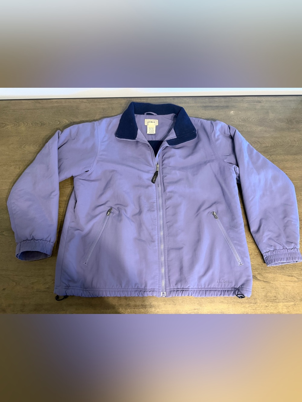 LL Bean Women’s Polartec Jacket Large REG Fleece Lined Purple Navy 0WY23 VTG